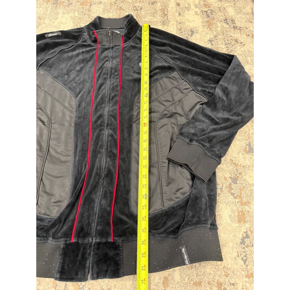 Akademiks Mens 3XL Velour Track Jacket Black Red Piping Full Zip Knowledge Key - Picture 7 of 11